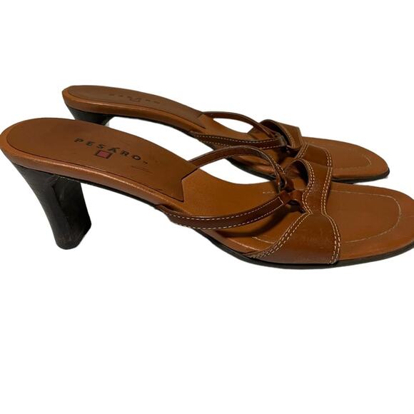 Saddle Tan Cognac Heeled Strappy Sandal Shoes Made in Brazil Size 6.5 - Picture 10 of 16